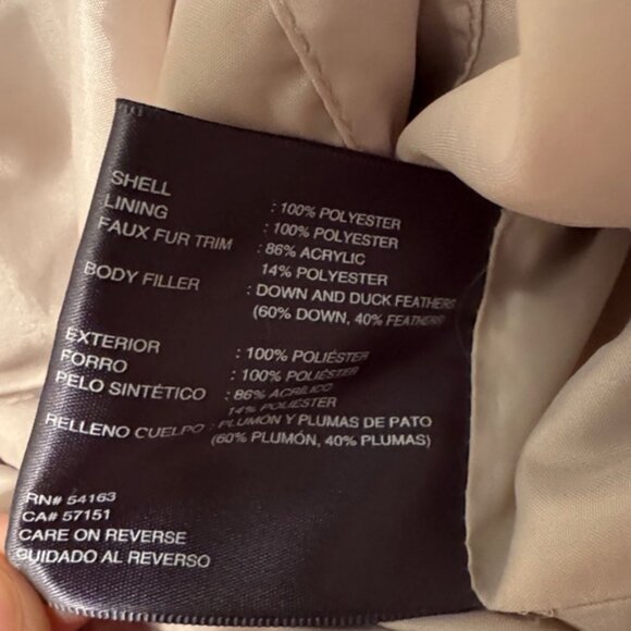 Women’s Kenneth Cole Cream Fur-Trimmed Hooded Parka - Large - Picture 8 of 9